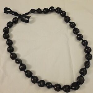 Extra Long VINTAGE SEED NECKLACE RIBBON CLOSURE Hand Knotted